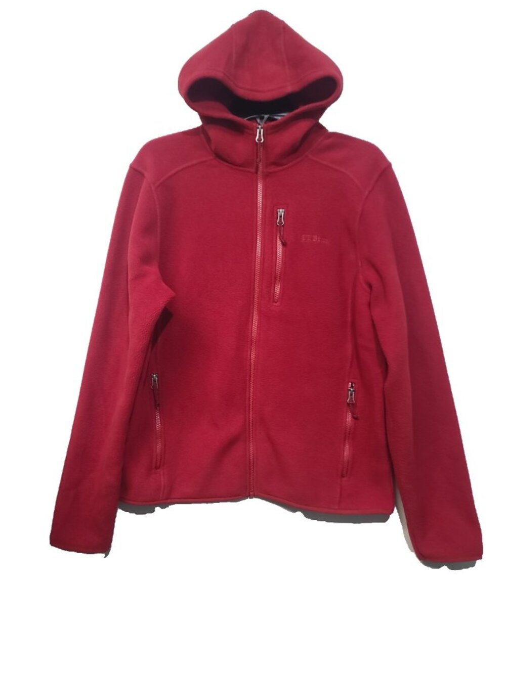 L.L.Bean Red Fleece Hooded Zip Jacket Size M